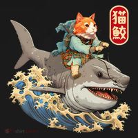 Japanese Samurai Cat Shark Ninja Cat Tattoo Kitten Visor thumb 3