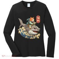 Japanese Samurai Cat Shark Ninja Cat Tattoo Kitten Women's Long Sleeve Shirt thumb 0