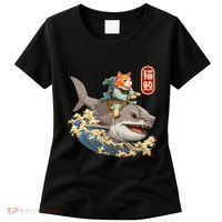 Japanese Samurai Cat Shark Ninja Cat Tattoo Kitten Women's T-Shirt thumb 0