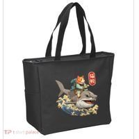 Japanese Samurai Cat Shark Ninja Cat Tattoo Kitten Tote Bag thumb 2