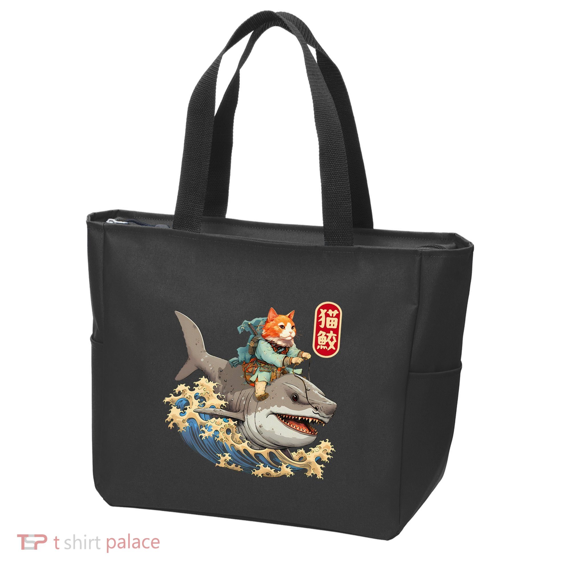 Japanese Samurai Cat Shark Ninja Cat Tattoo Kitten Tote Bag
