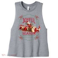 Joyful Season Christmas Season Santa And Elves Women's Racerback Cropped Tank thumb 0