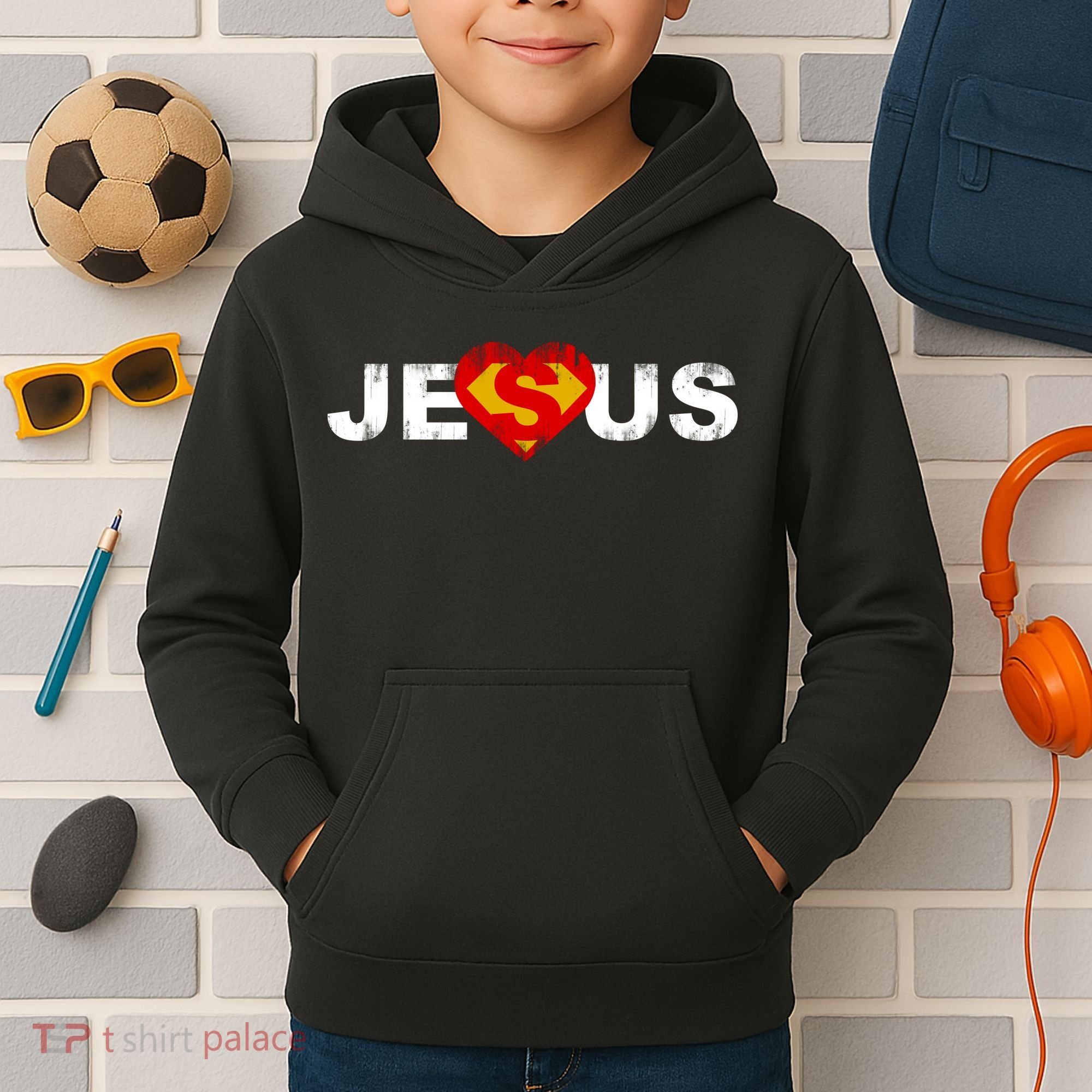 Jesus Superhero Christianity Kids Hoodie