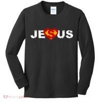 Jesus Superhero Christianity Kids Long Sleeve Shirt thumb 0
