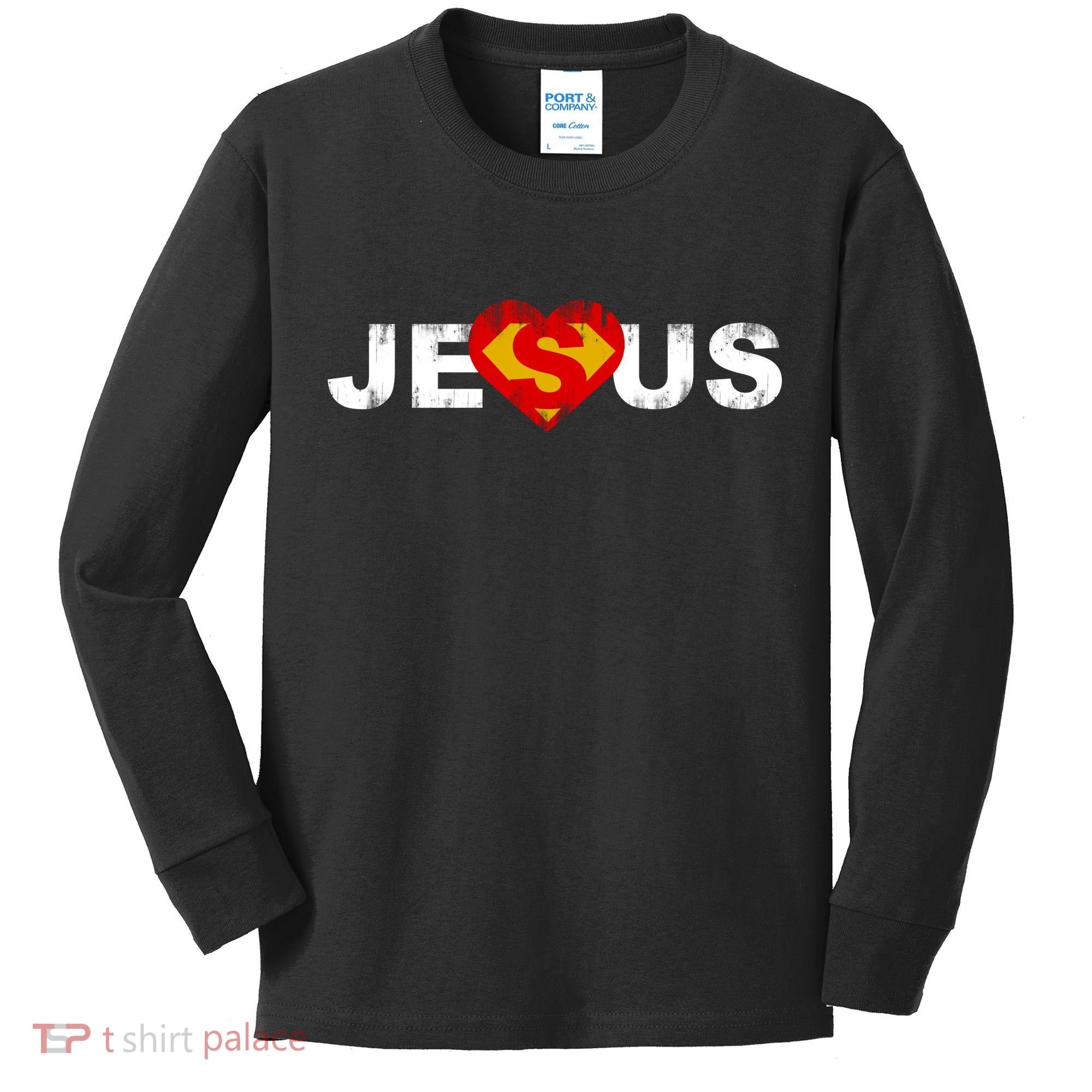 Jesus Superhero Christianity Kids Long Sleeve Shirt