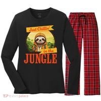 Jungle Sloth, Chilling In The Jungle Sloth Women's Long Sleeve Flannel Pajama Set  thumb 0