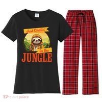 Jungle Sloth, Chilling In The Jungle Sloth Women's Flannel Pajama Set thumb 0