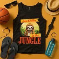 Jungle Sloth, Chilling In The Jungle Sloth Tank Top thumb 4