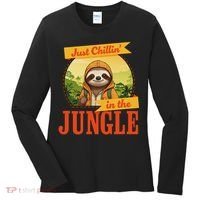 Jungle Sloth, Chilling In The Jungle Sloth Women's Long Sleeve Shirt thumb 0