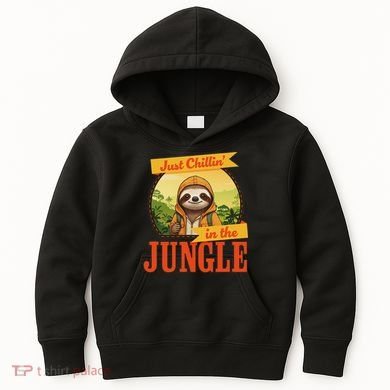 Jungle Sloth, Chilling In The Jungle Sloth Kids Hoodie