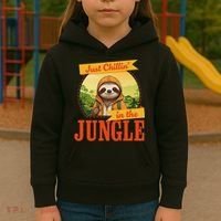 Jungle Sloth, Chilling In The Jungle Sloth Kids Hoodie thumb 3