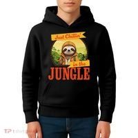 Jungle Sloth, Chilling In The Jungle Sloth Kids Hoodie thumb 4