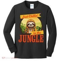 Jungle Sloth, Chilling In The Jungle Sloth Kids Long Sleeve Shirt thumb 0
