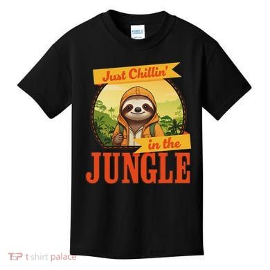 Jungle Sloth, Chilling In The Jungle Sloth Kids T-Shirt