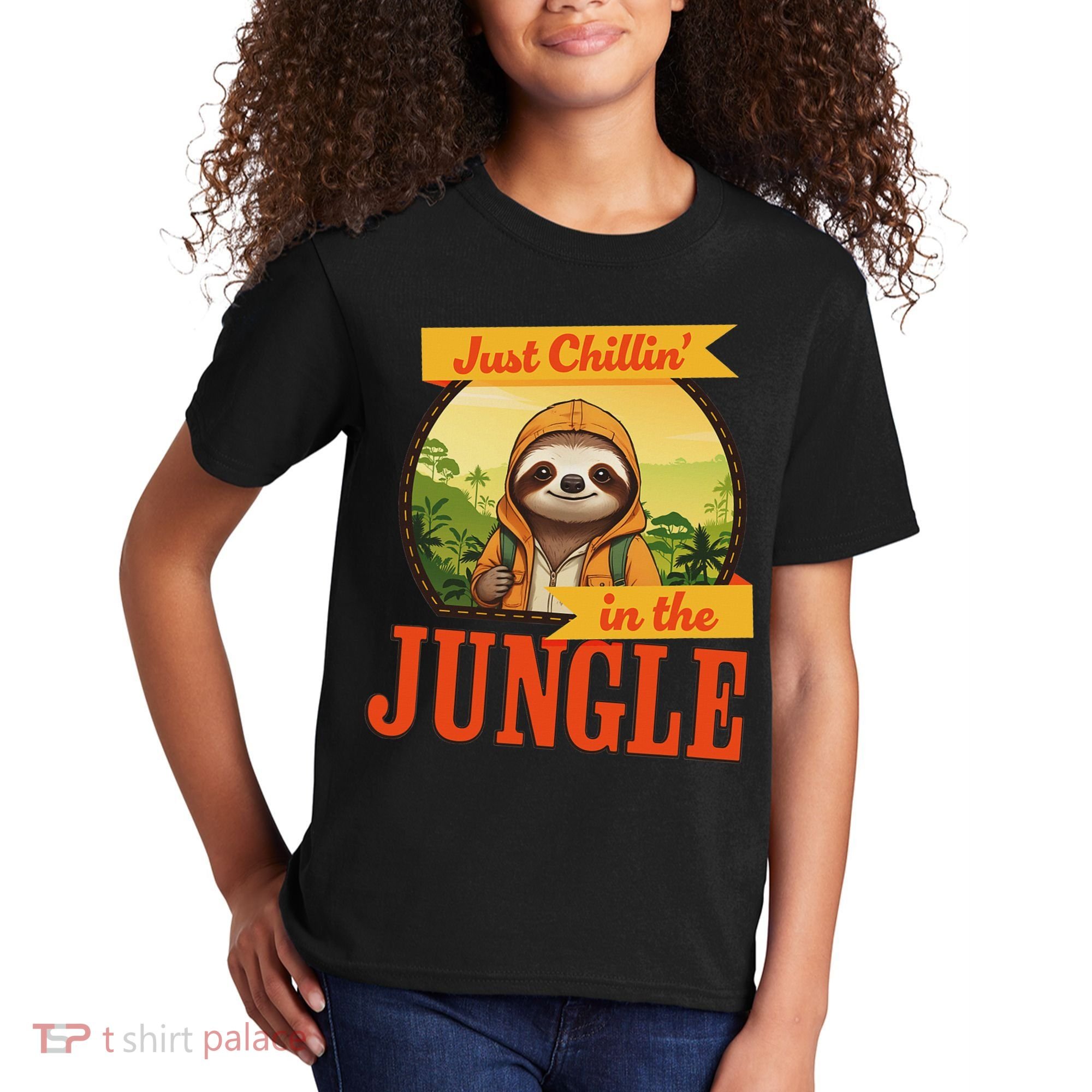 Jungle Sloth, Chilling In The Jungle Sloth Kids T-Shirt