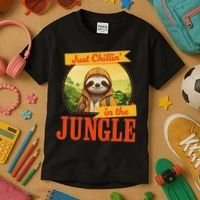 Jungle Sloth, Chilling In The Jungle Sloth Kids T-Shirt thumb 3
