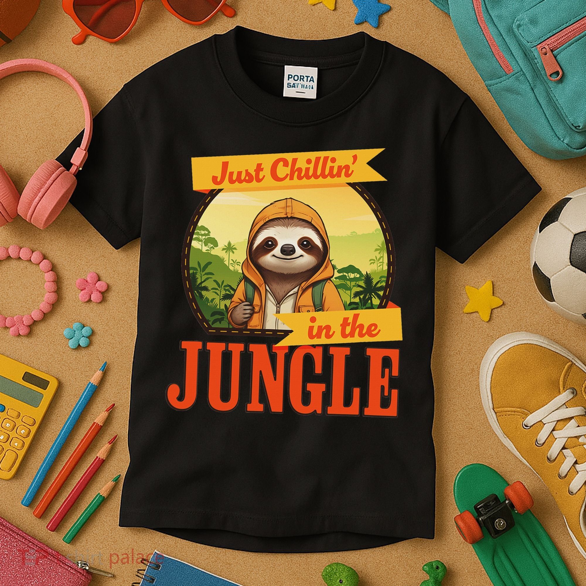 Jungle Sloth, Chilling In The Jungle Sloth Kids T-Shirt