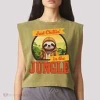 Jungle Sloth, Chilling In The Jungle Sloth Garment-Dyed Women's Muscle Tee thumb 2