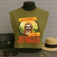Jungle Sloth, Chilling In The Jungle Sloth Garment-Dyed Women's Muscle Tee thumb 3