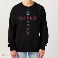 Jesus Saves Christian Slogan Cross Women's Sweatshirt thumb 0