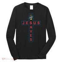 Jesus Saves Christian Slogan Cross Long Sleeve Shirt thumb 0