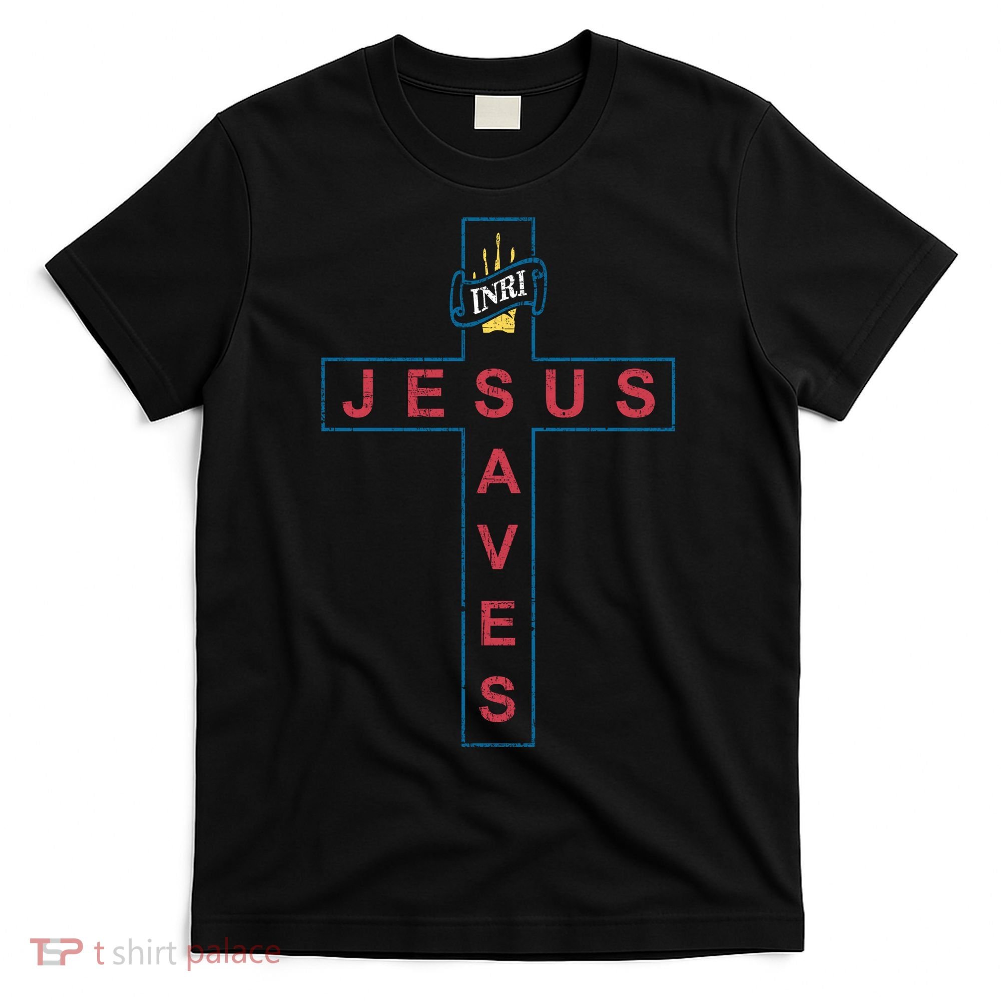 Jesus Saves Christian Slogan Cross T-Shirt