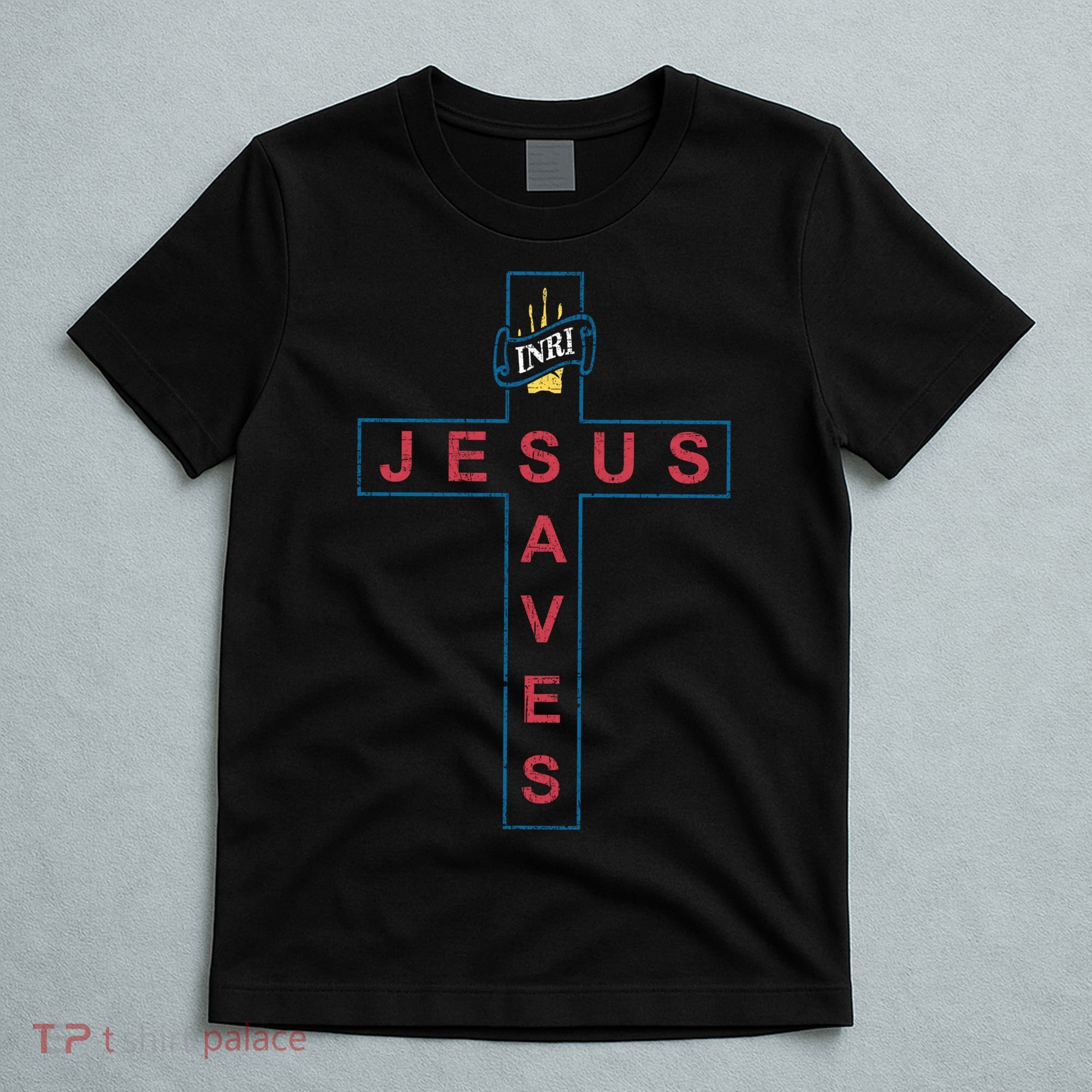 Jesus Saves Christian Slogan Cross T-Shirt