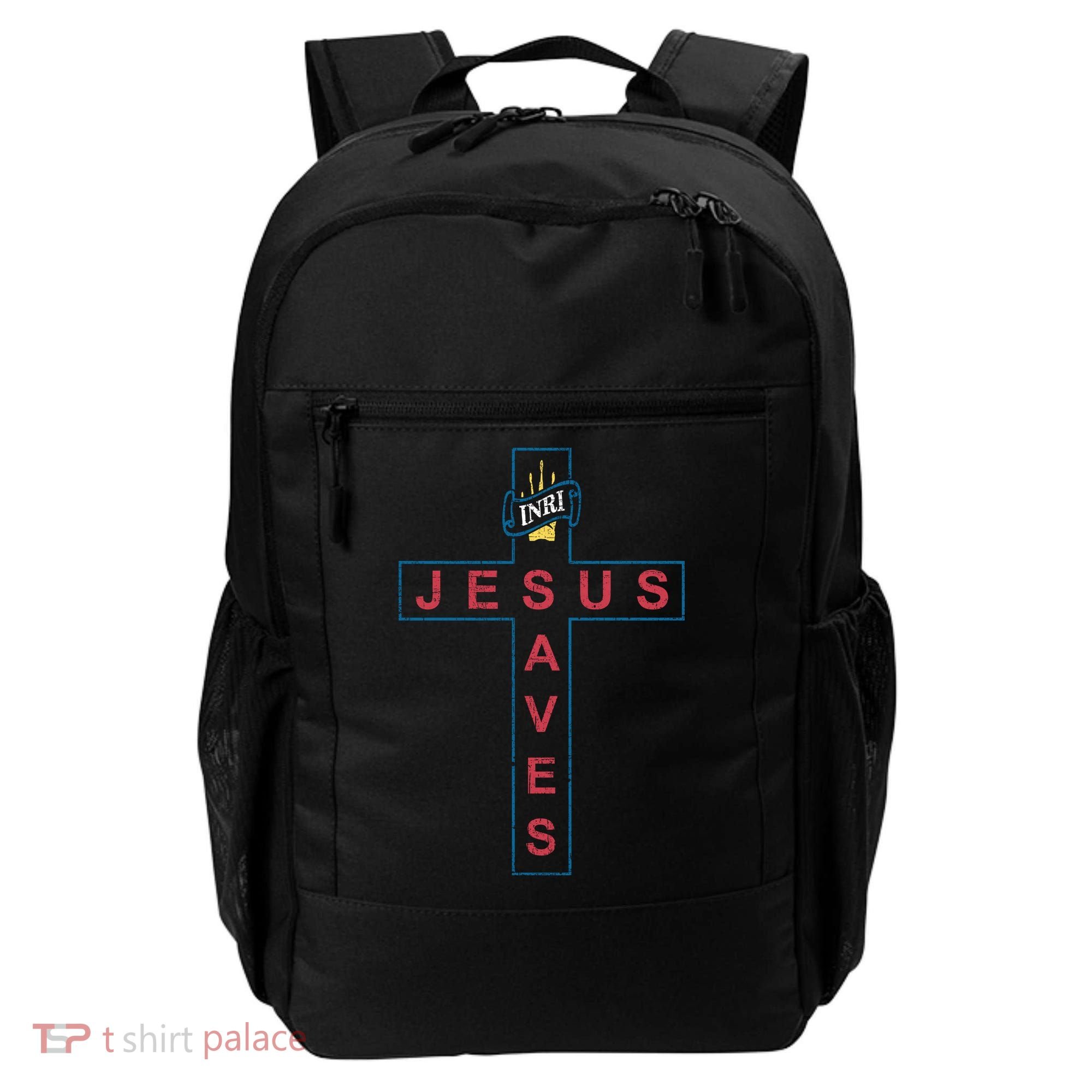 Jesus Saves Christian Slogan Cross Backpack