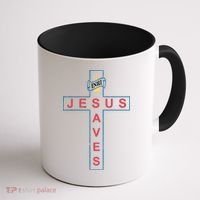 Jesus Saves Christian Slogan Cross Coffee Mug thumb 1