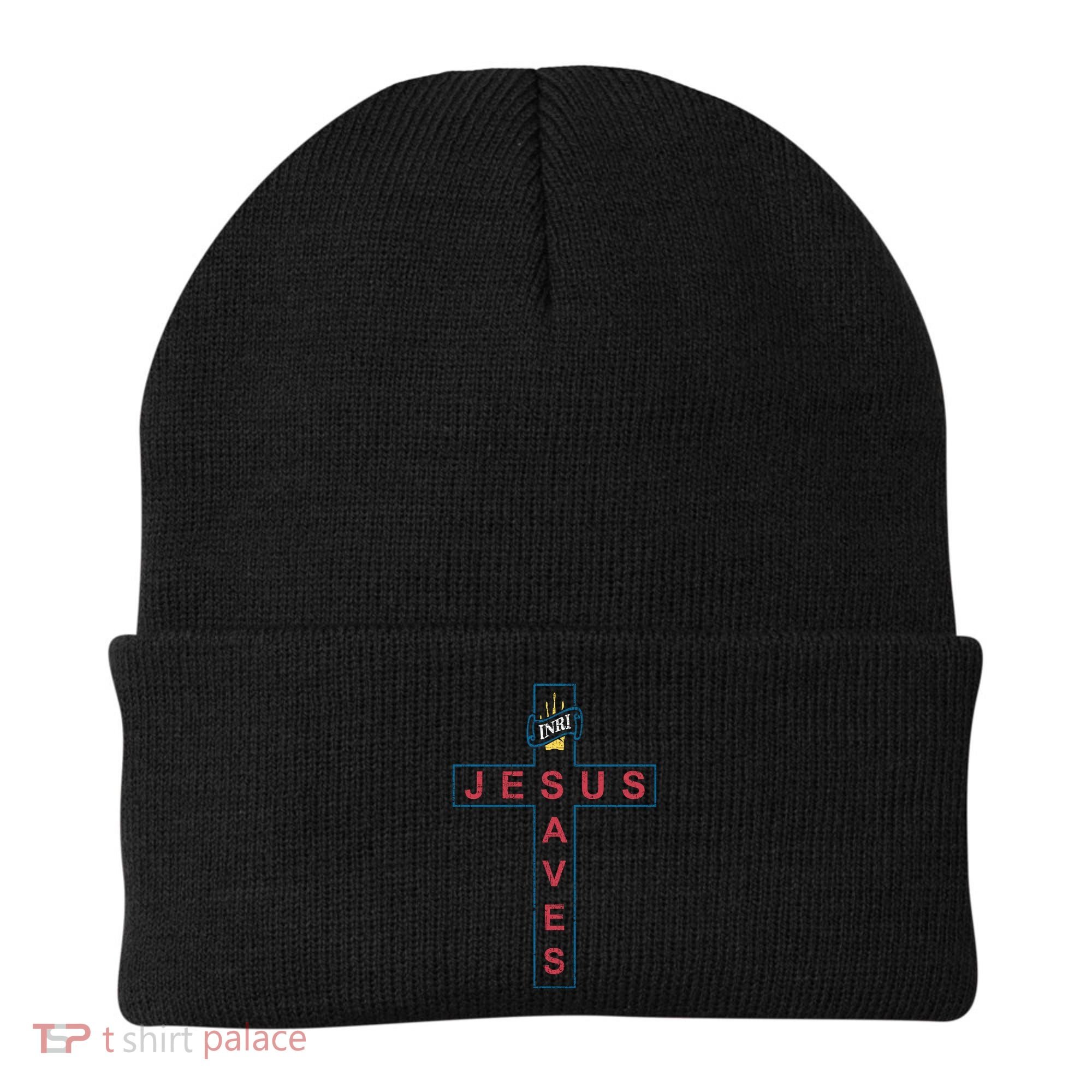 Jesus Saves Christian Slogan Cross Beanie