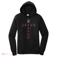 Jesus Saves Christian Slogan Cross Women's Hoodie thumb 0