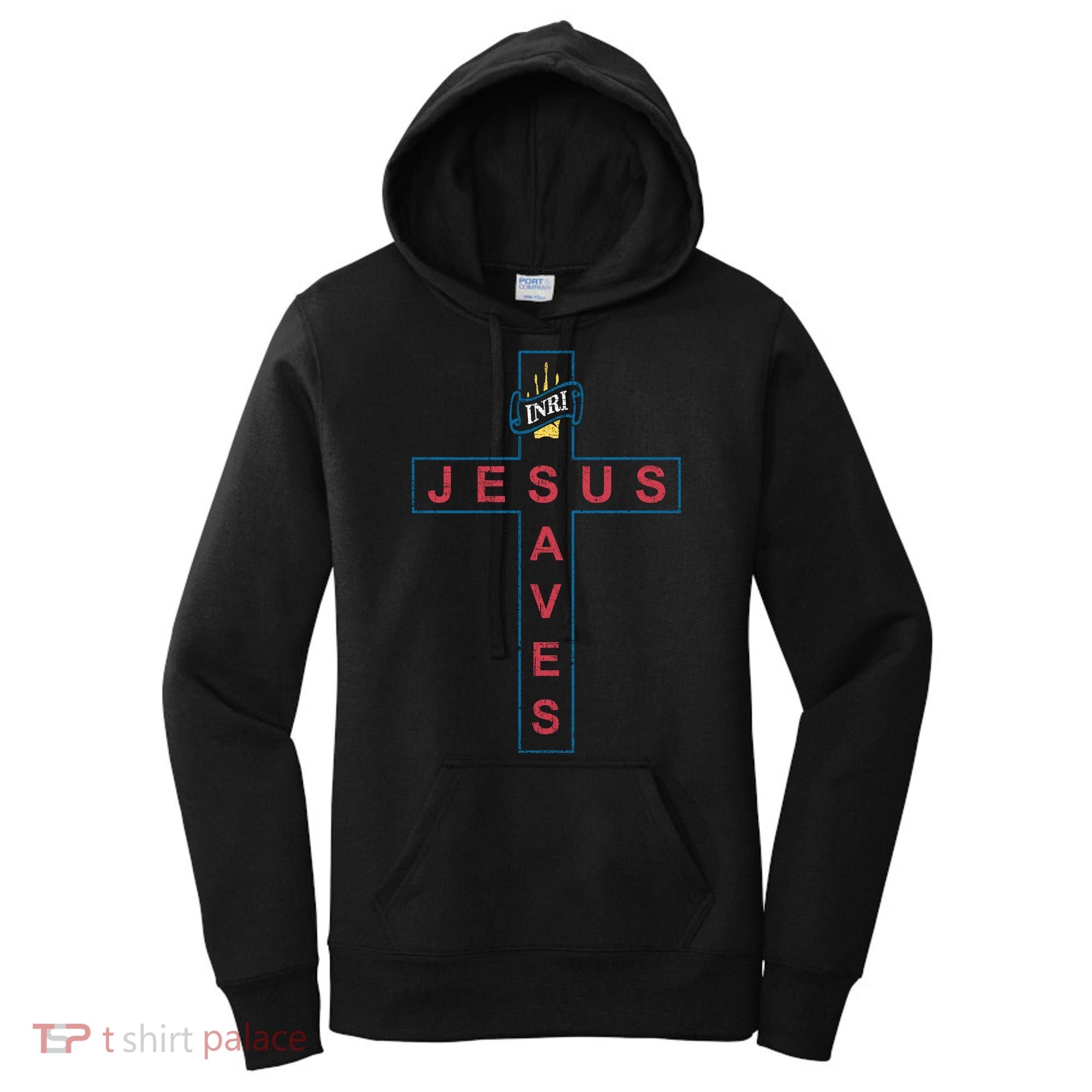 Jesus Saves Christian Slogan Cross Women's Hoodie