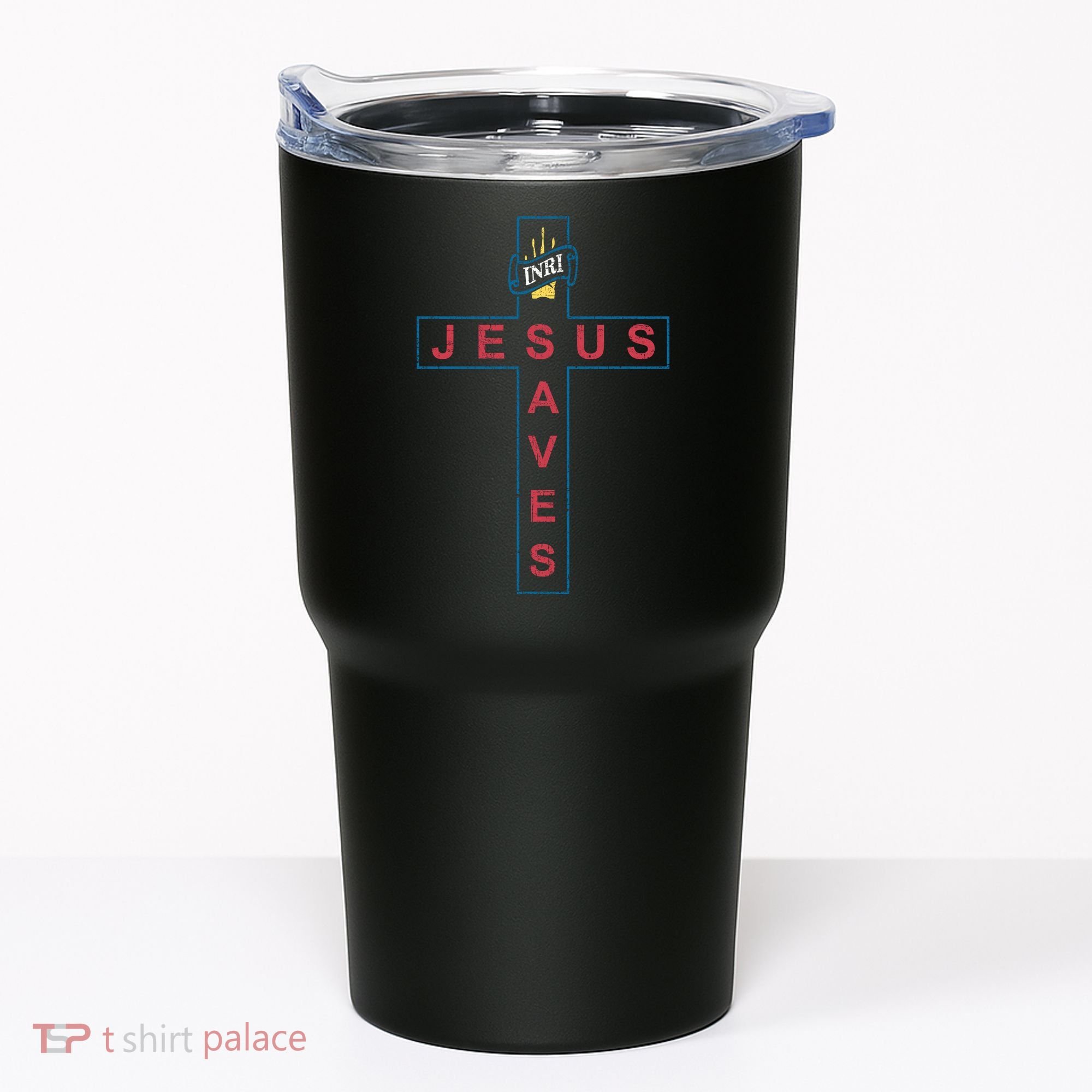 Jesus Saves Christian Slogan Cross Tumbler