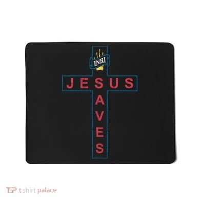 Jesus Saves Christian Slogan Cross Mousepad