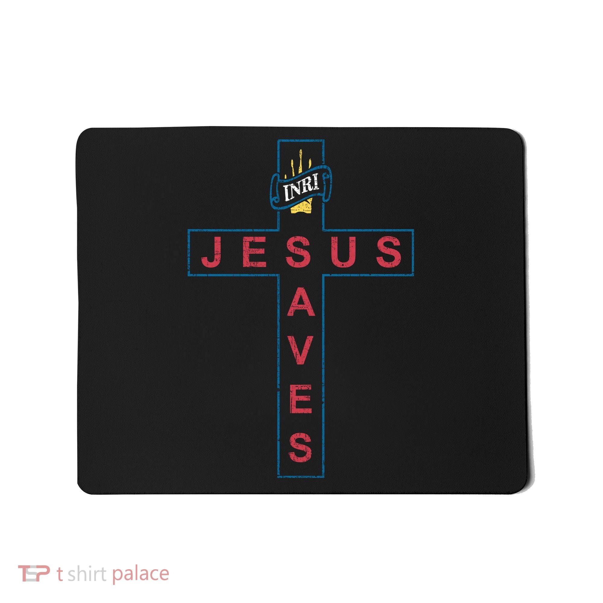 Jesus Saves Christian Slogan Cross Mousepad