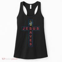 Jesus Saves Christian Slogan Cross Women's Tank Top thumb 0