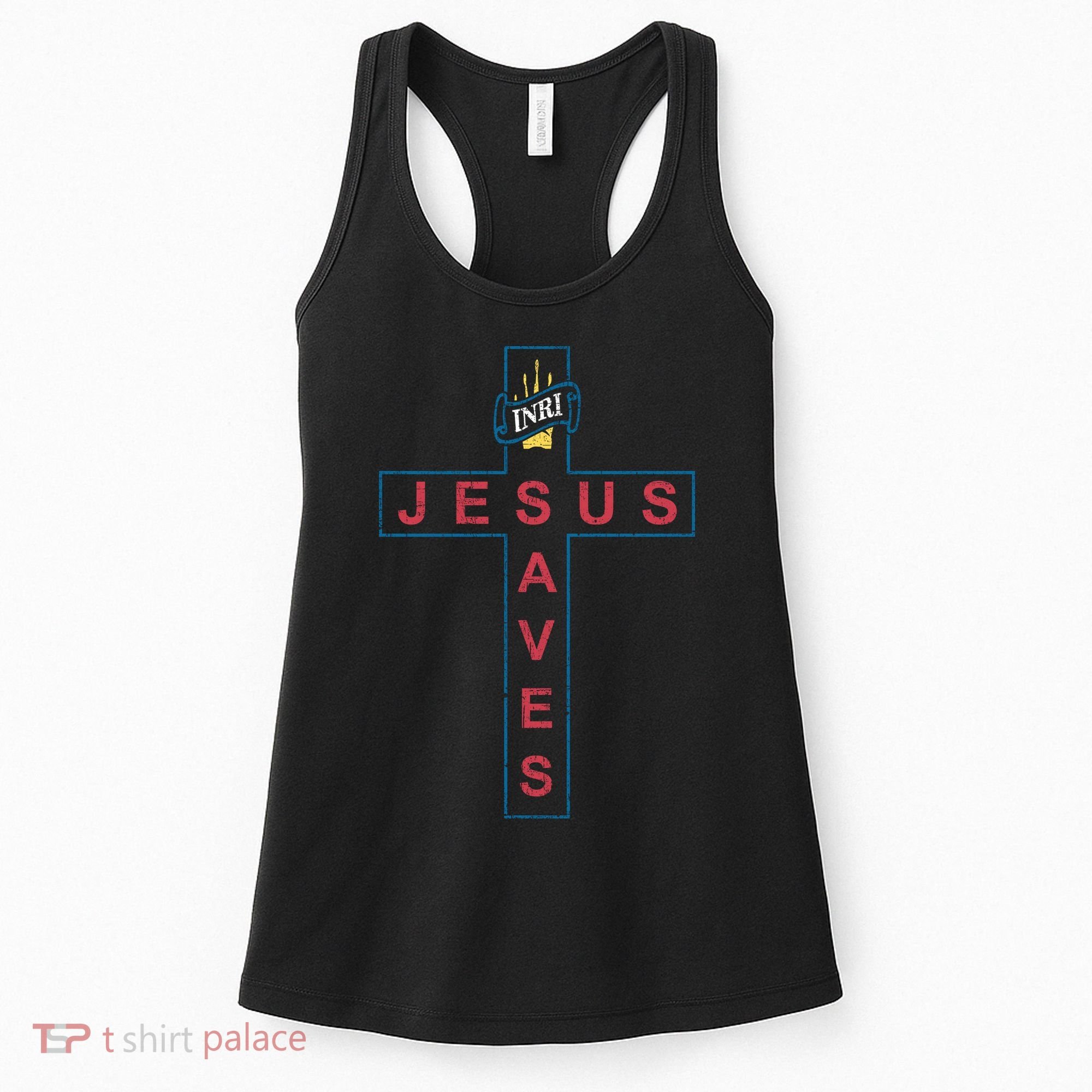 Jesus Saves Christian Slogan Cross Women's Tank Top