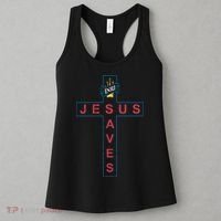 Jesus Saves Christian Slogan Cross Women's Tank Top thumb 3