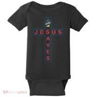Jesus Saves Christian Slogan Cross Baby Bodysuit thumb 0