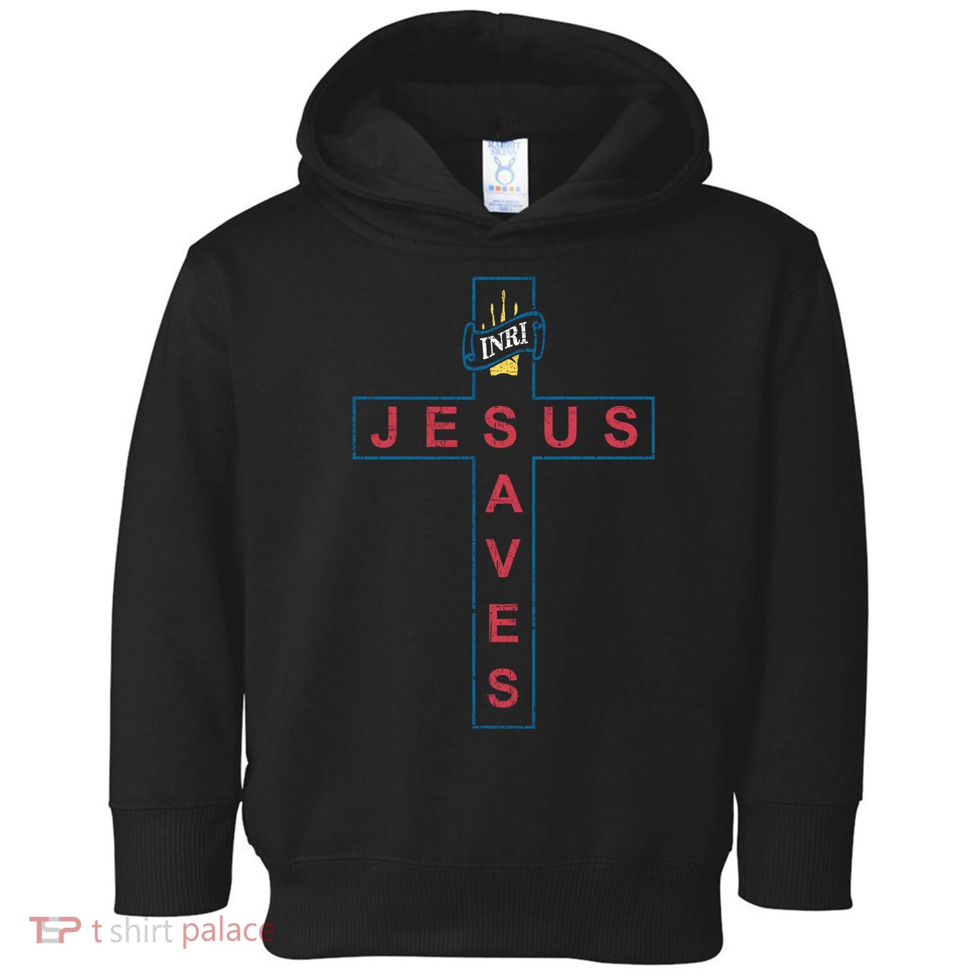 Jesus Saves Christian Slogan Cross Toddler Hoodie