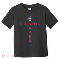 Jesus Saves Christian Slogan Cross Toddler T-Shirt thumb 0