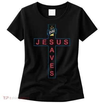 Jesus Saves Christian Slogan Cross Women's T-Shirt