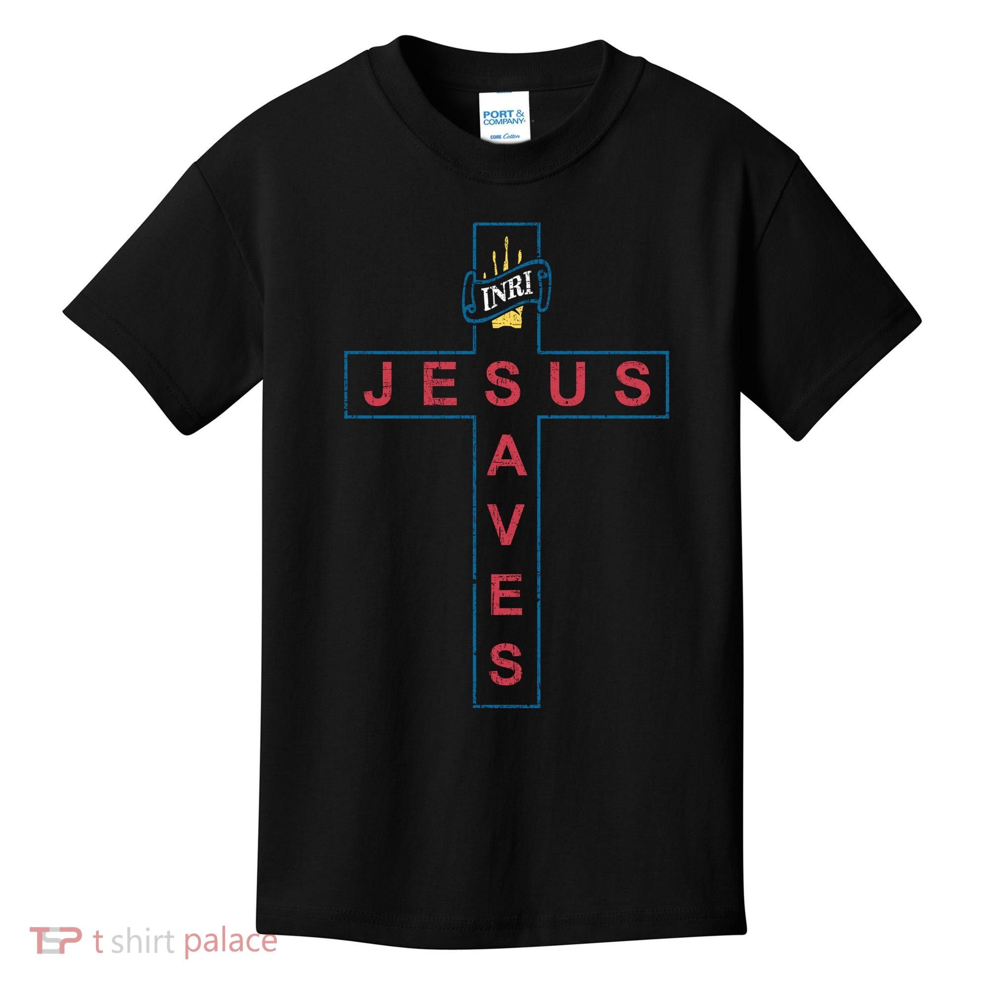Jesus Saves Christian Slogan Cross Kids T-Shirt