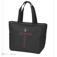 Jesus Saves Christian Slogan Cross Tote Bag thumb 3