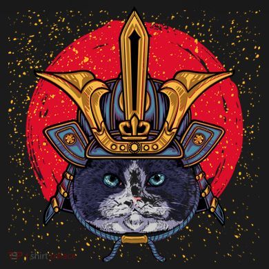 Japanese Samurai Cat Vintage V-Neck T-Shirt
