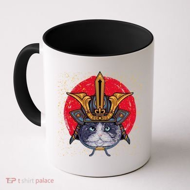 Japanese Samurai Cat Vintage Coffee Mug