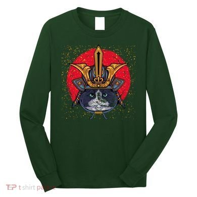 Japanese Samurai Cat Vintage Long Sleeve Shirt
