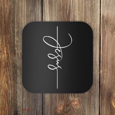 Jesus Signature Cross Script Christ Easter Coaster