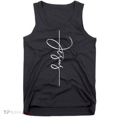 Jesus Signature Cross Script Christ Easter Tank Top