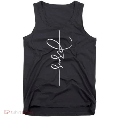 Jesus Signature Cross Script Christ Easter Tank Top